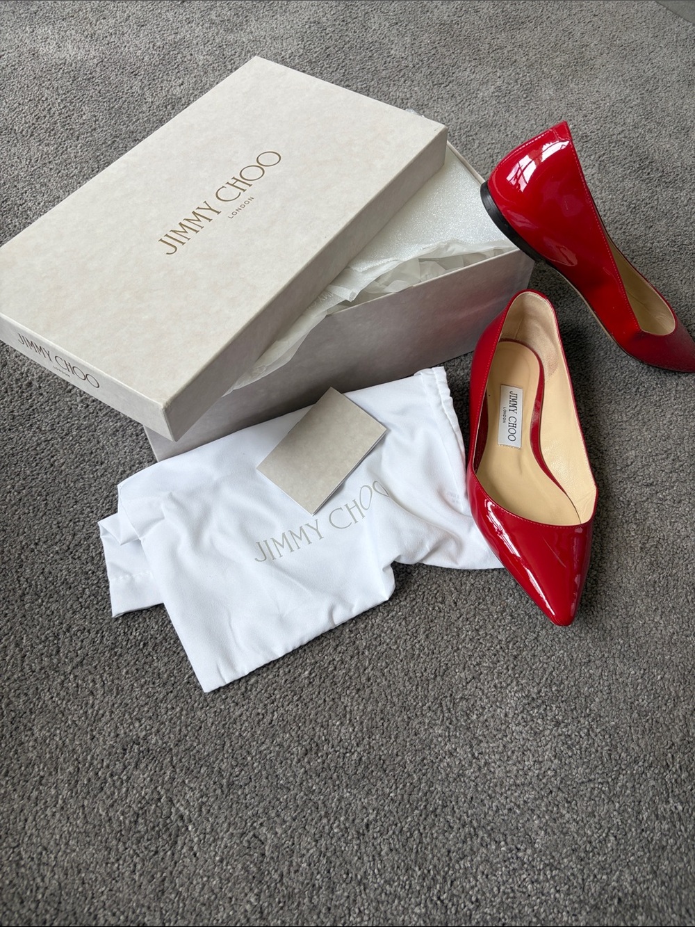 Jimmy Choo Red Patent Pointed-Toe Flats